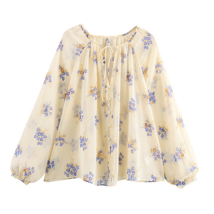 Stilla | Gennemsigtig-Shirt Blomstertryk Semi-Transparent Shirt