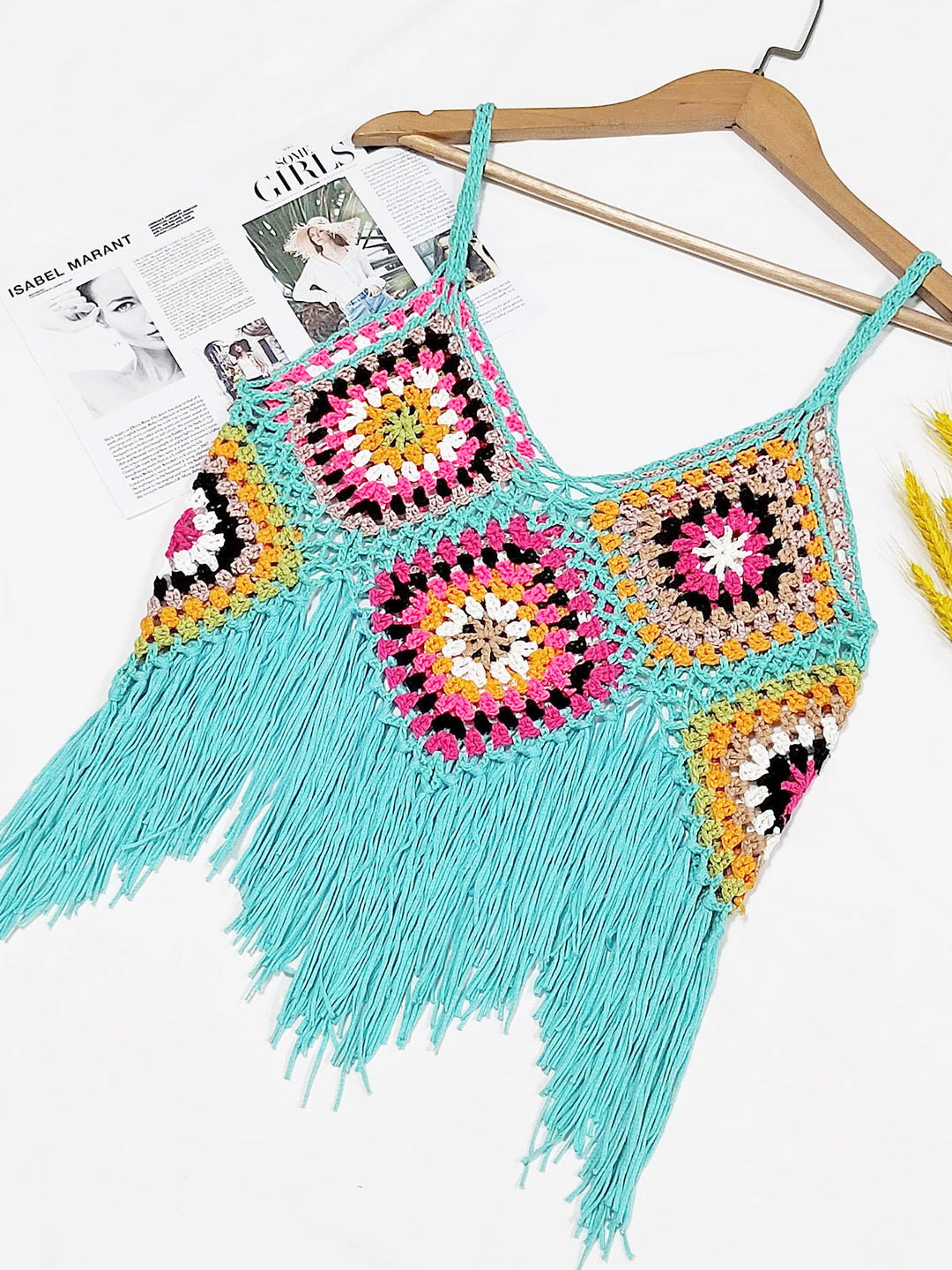 Dame Hækle-fringe Crop Top Stilla