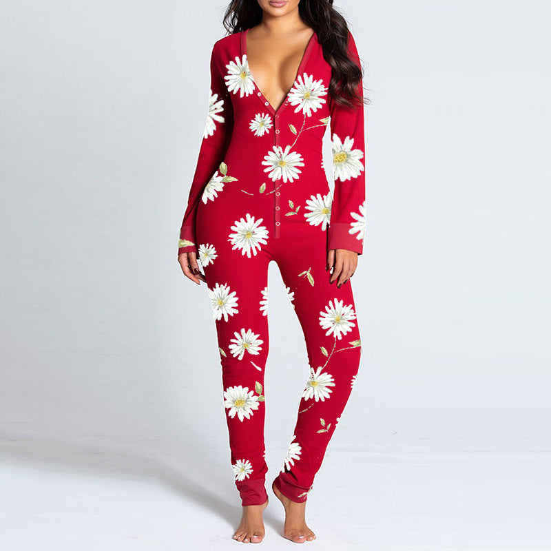 Kvinders onesie med hjertemotiv og blødt stof Skovae