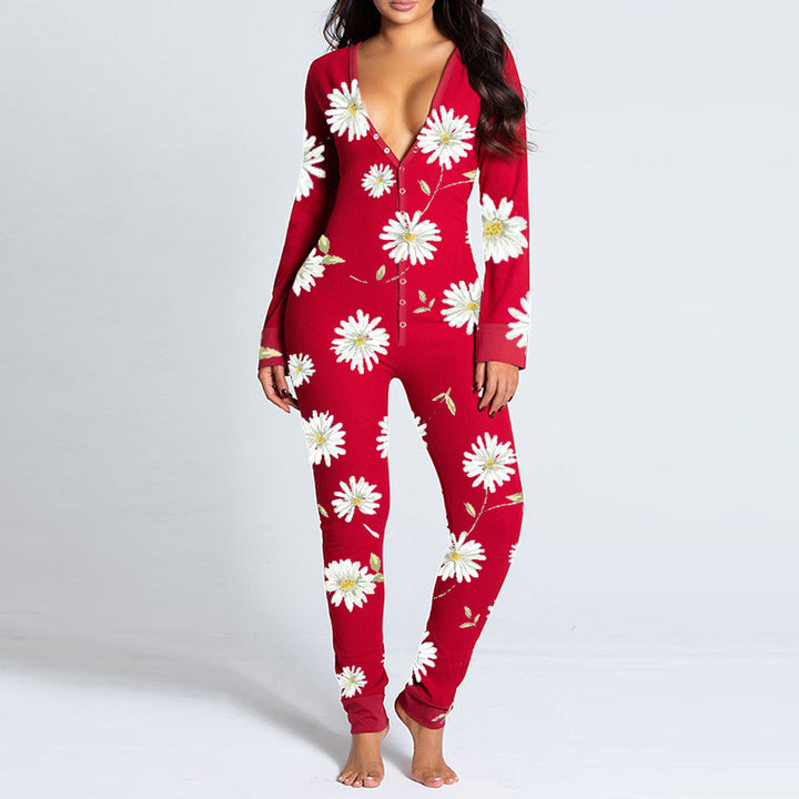 Kvinders onesie med hjertemotiv og blødt stof Skovae