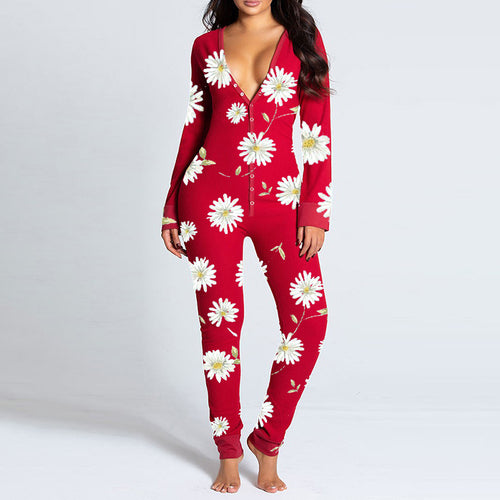 Kvinders onesie med hjertemotiv og blødt stof Skovae
