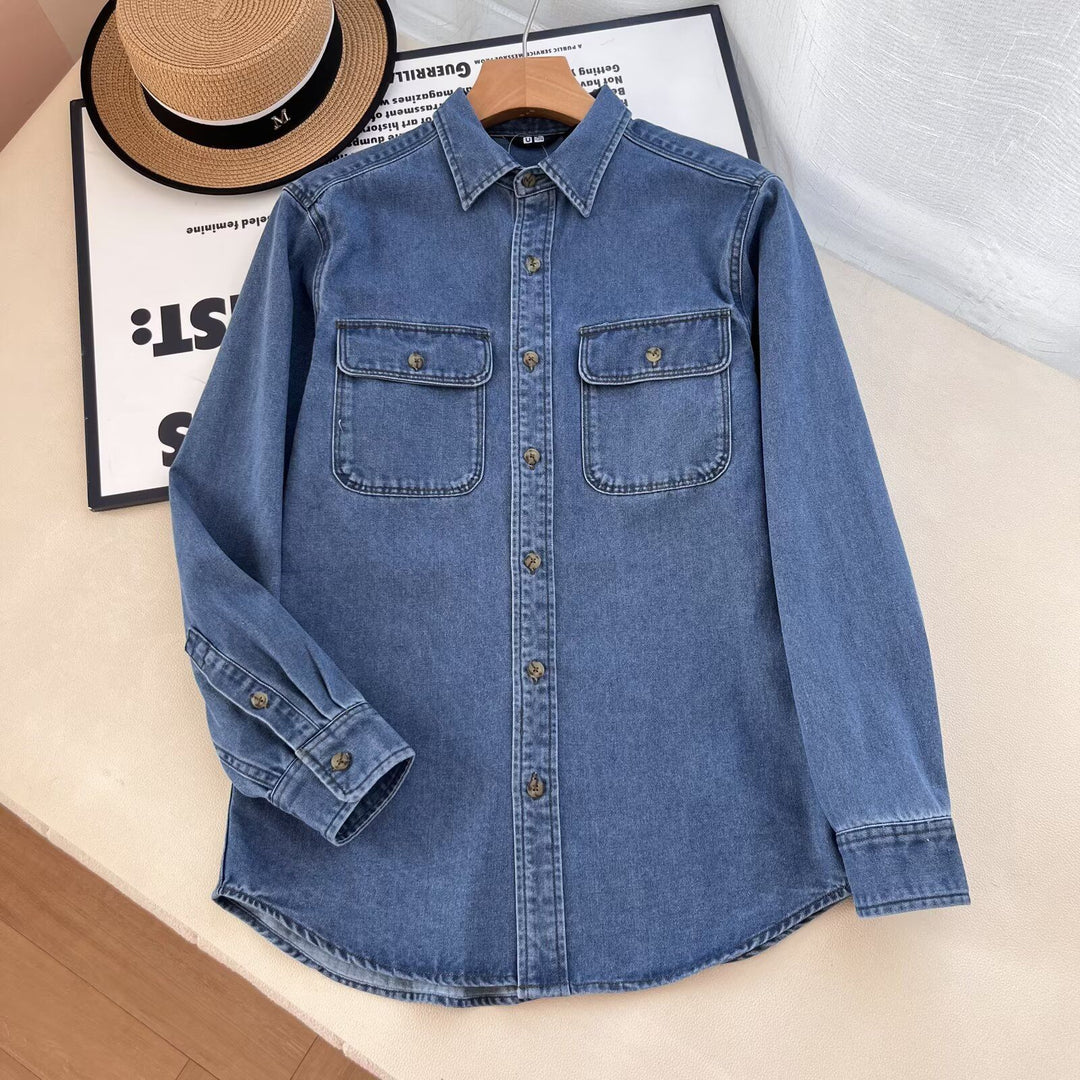 Kvinders afslappede denimskjorte bluse med brystlommer Stilla