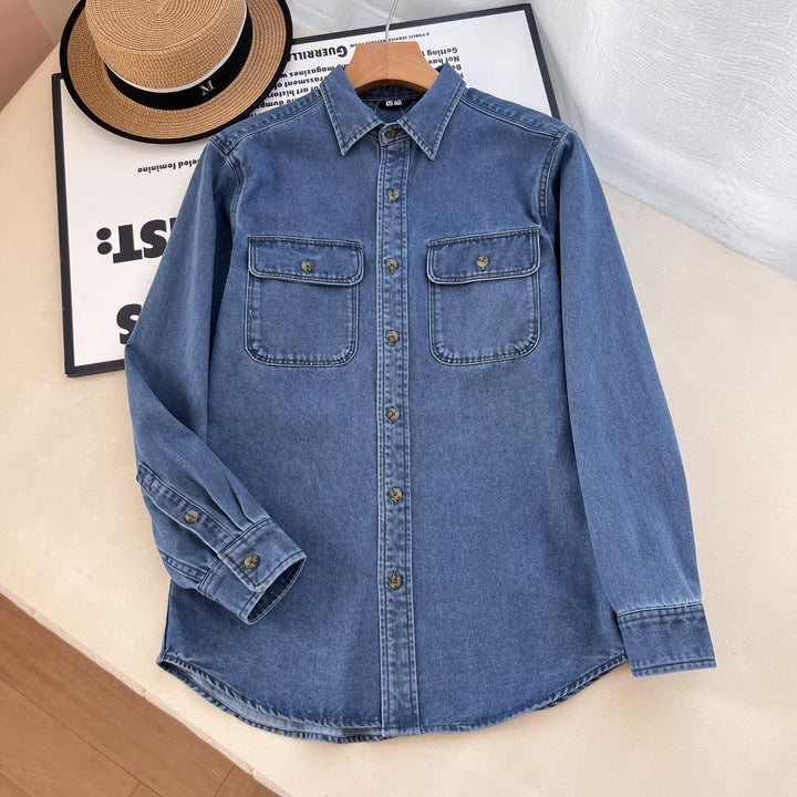 Kvinders afslappede denimskjorte bluse med brystlommer Stilla
