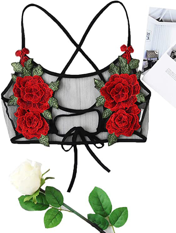 Dame Floral Broderet Net-Bralette Stilla