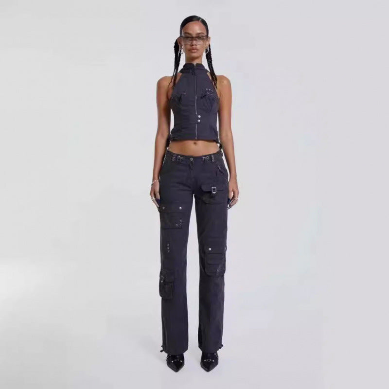 Dame Utility-inspireret cropped Jakke Stilla