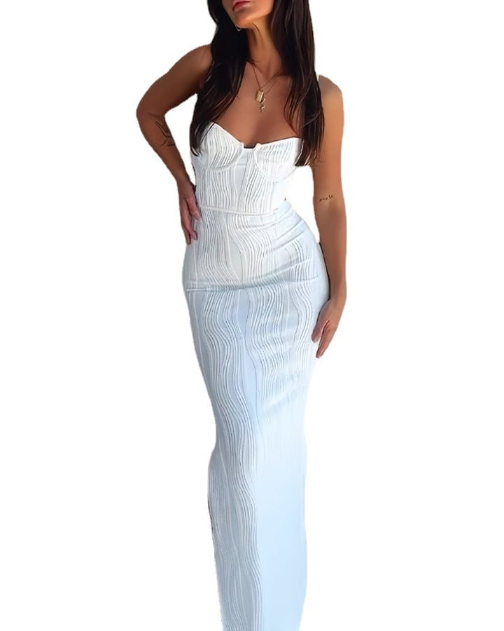 Dame Elegant Sommer Maxi Kjole med Blomsterdesign og Tætsiddende Pasform