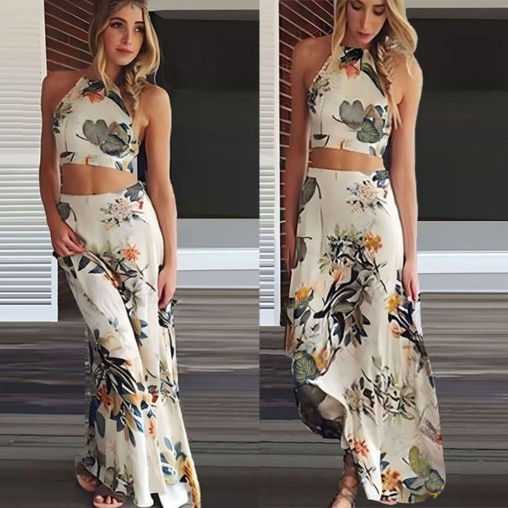 Dame to-delt sæt med blomsterdesign og elegant snit Stilla