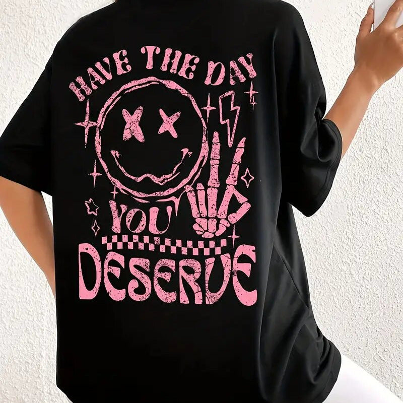 Damer afslappet T-shirt med iøjnefaldende statement-design Stilla