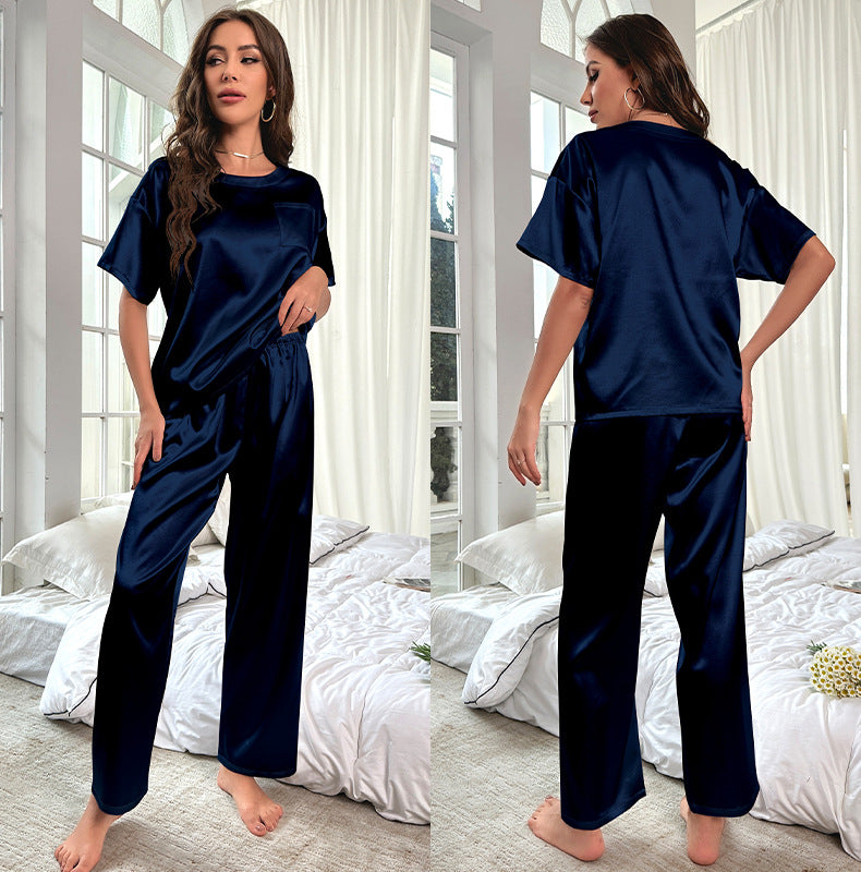 Dame Satin Pyjama-sæt med afslappet pasform og komfortable detaljer Stilla