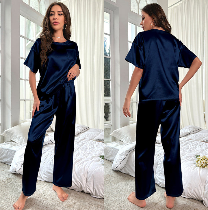 Dame Satin Pyjama-sæt med afslappet pasform og komfortable detaljer Stilla