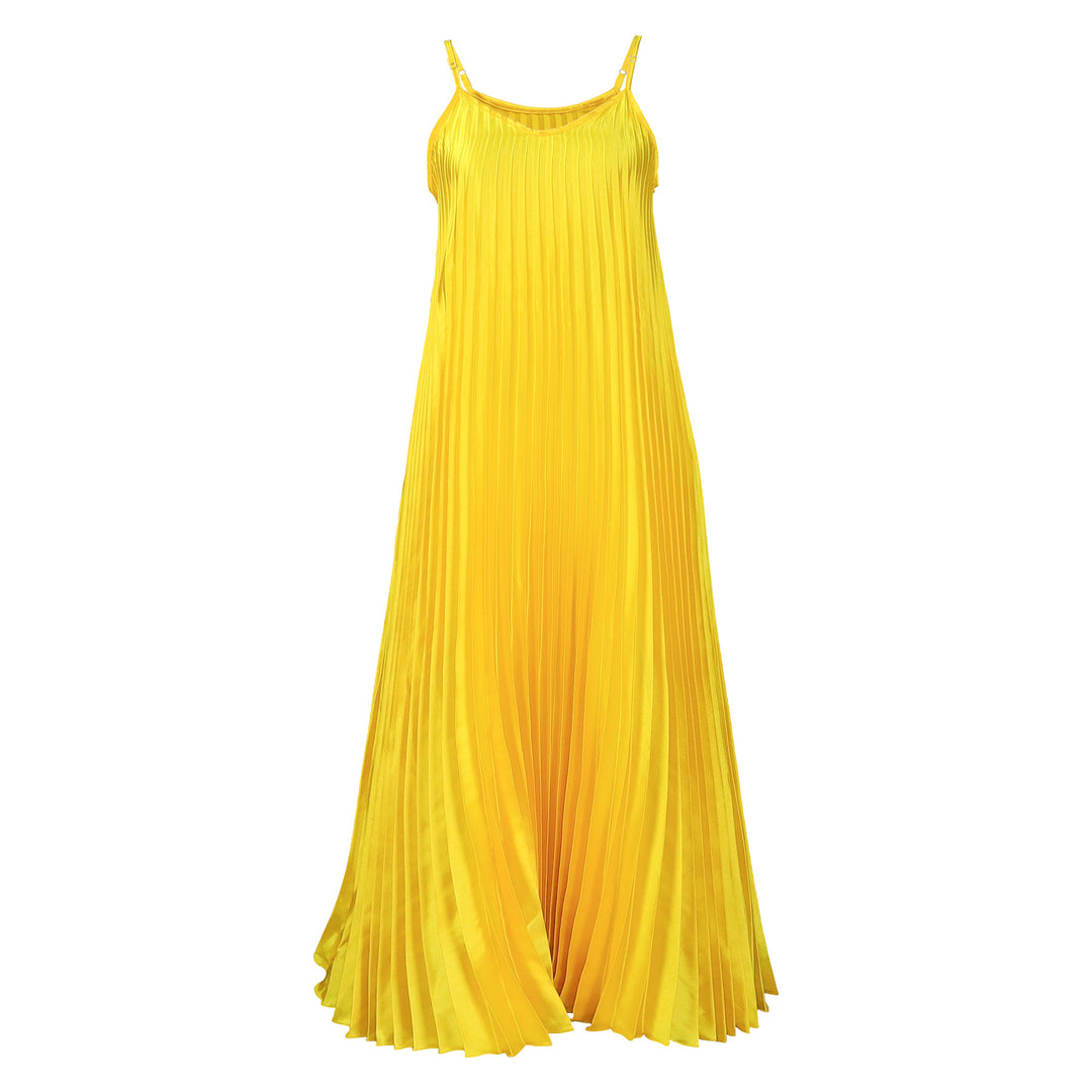 Dame Maxi-kjole med elegant plisseret look og svajende kant Stilla