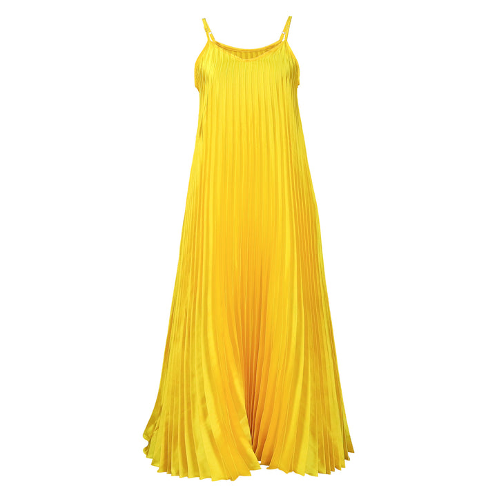 Dame Maxi-kjole med elegant plisseret look og svajende kant Stilla