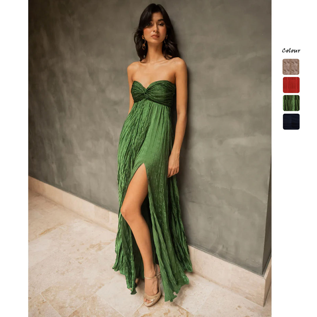 Women's Summer Maxi Dress with Gatherings and Swinging Skirt Skovae