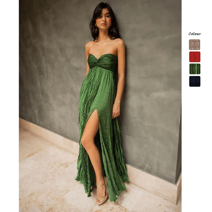Women's Summer Maxi Dress with Gatherings and Swinging Skirt Skovae