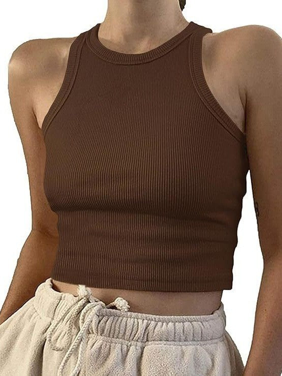 Damer sporty crop-top med elastisk ribdesign Skovae