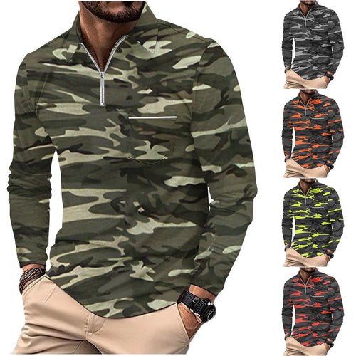 Herre funktionspullover med moderne camouflage-design og høj krave Stilla