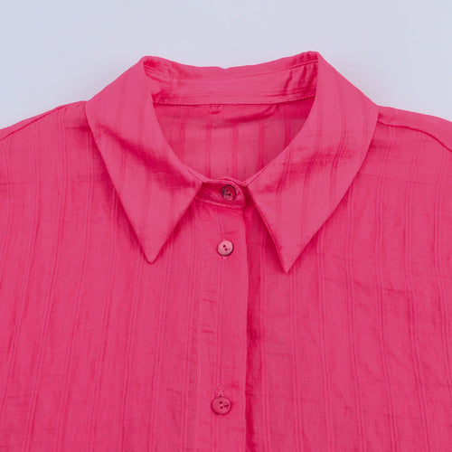 Femme Letvægt Tekstureret Button-Up Skjorte Stilla