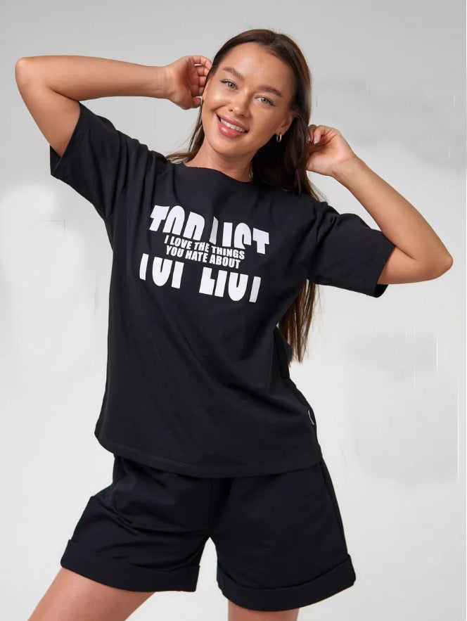 Dame Grafik T-shirt og Shorts Sæt Stilla