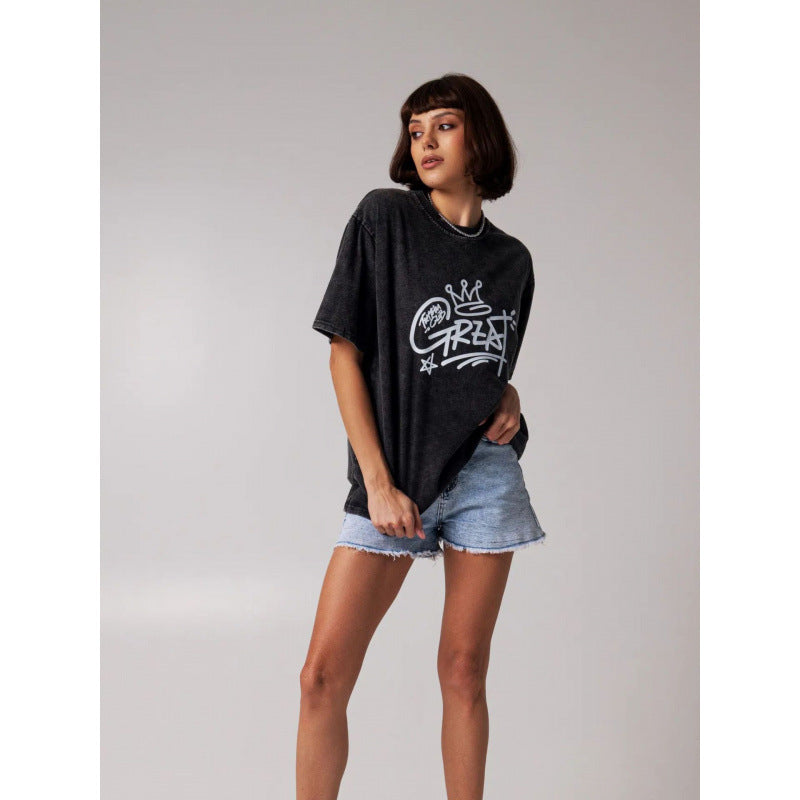 Dame Oversized T-shirt med moderne graffiti-design Stilla