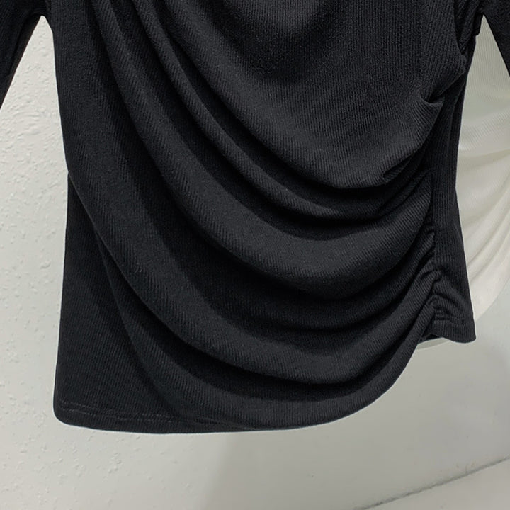 Dame Dekorativ Kortærmet T-shirt med raffineret Draperingsdesign Stilla
