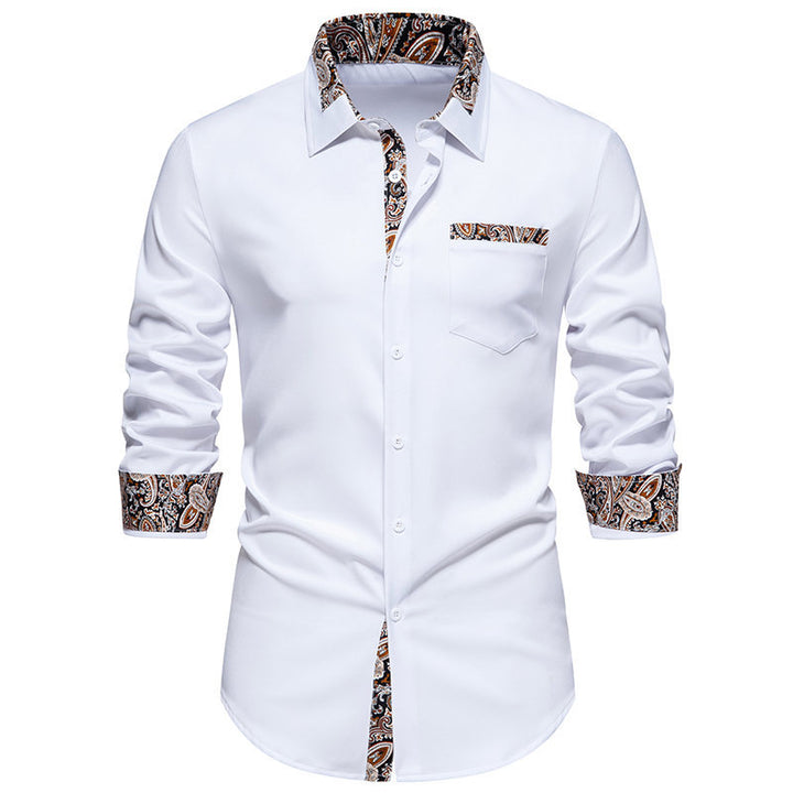 Herrer Stilfuld Kontrastkrave Knappen shirt Stilla