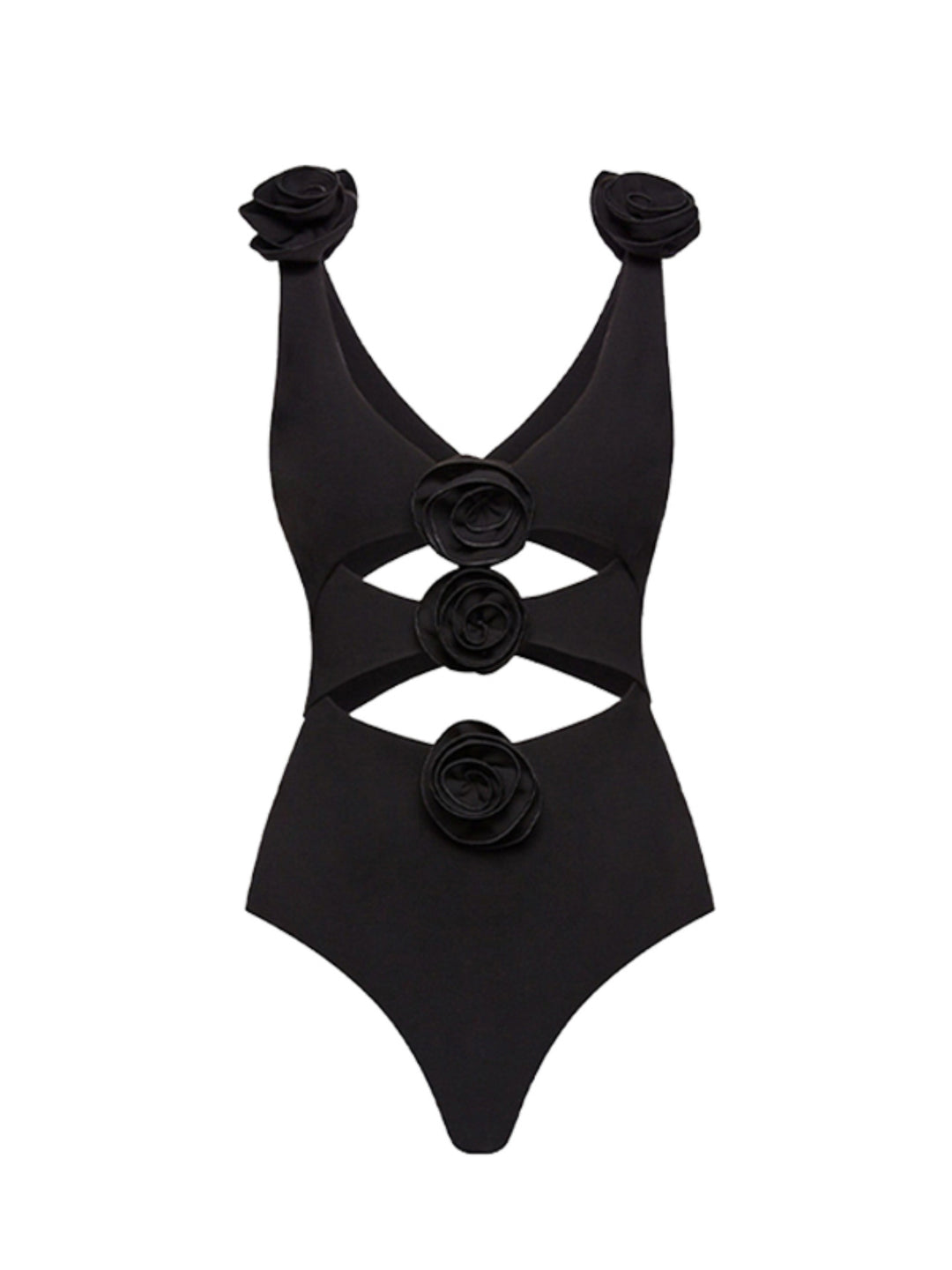 Dame én-delt badedragt med blomster ruffle-detalje og moderne cut-outs Stilla