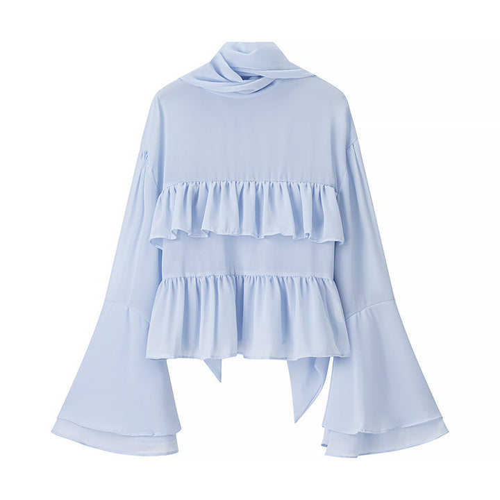 Damer Elegant Chiffon Jakke med Rynkedetaljer Stilla