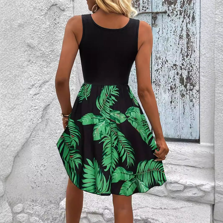 Kvinder Tropical Print A-linje Kjole Stilla