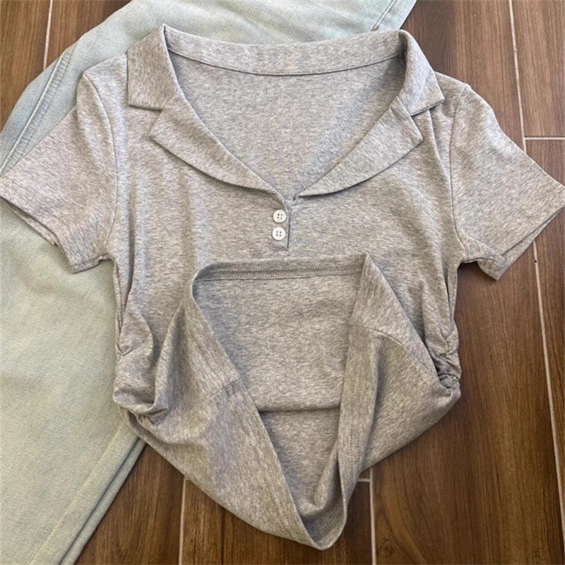 Femme Soft Casual Polo shirt med knapdetalje Stilla