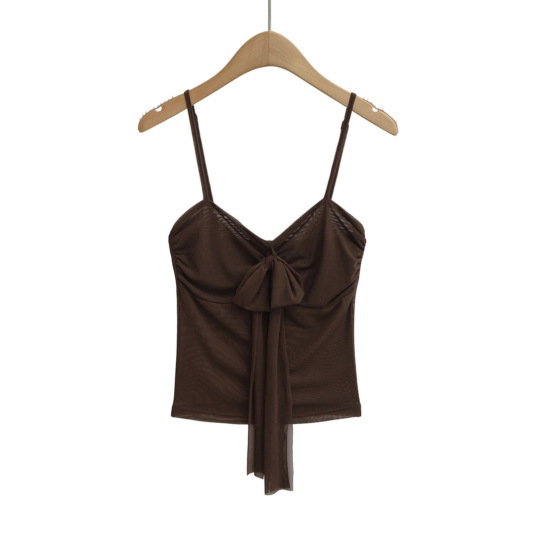 Damer bomulds crop-top med legende knude og sart stropdesign Stilla