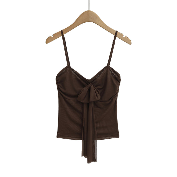 Damer bomulds crop-top med legende knude og sart stropdesign Stilla