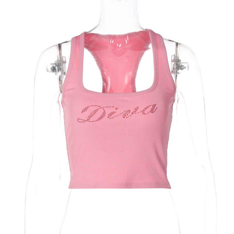 Dame Sporty Crop-Top med glitrende skrivning Stilla