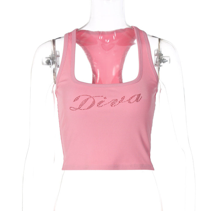 Dame Sporty Crop-Top med glitrende skrivning Stilla