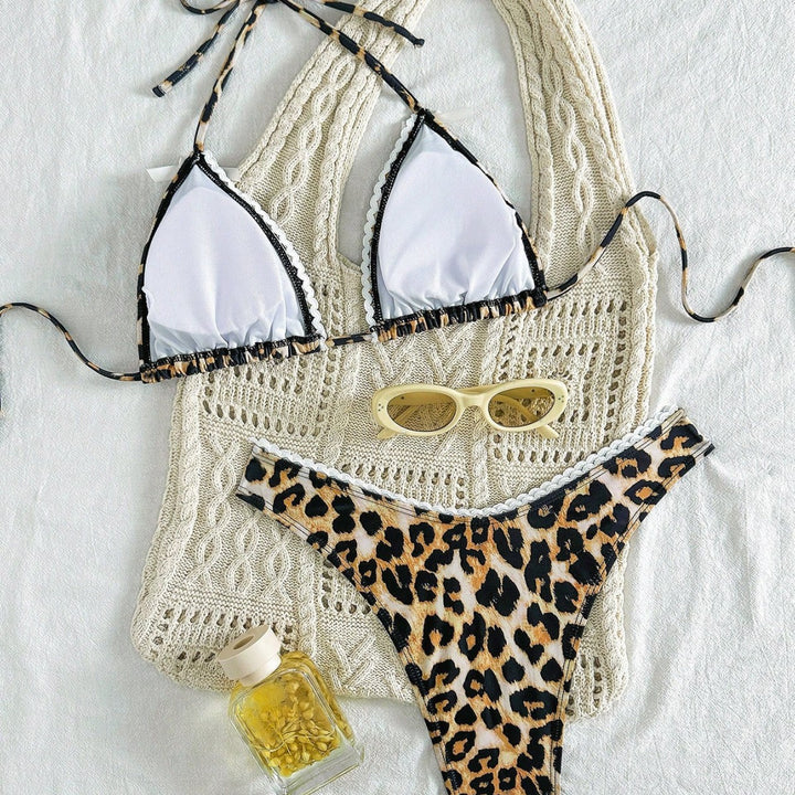 Damer moderne skåret bikini-sæt med slangemønster Skovae
