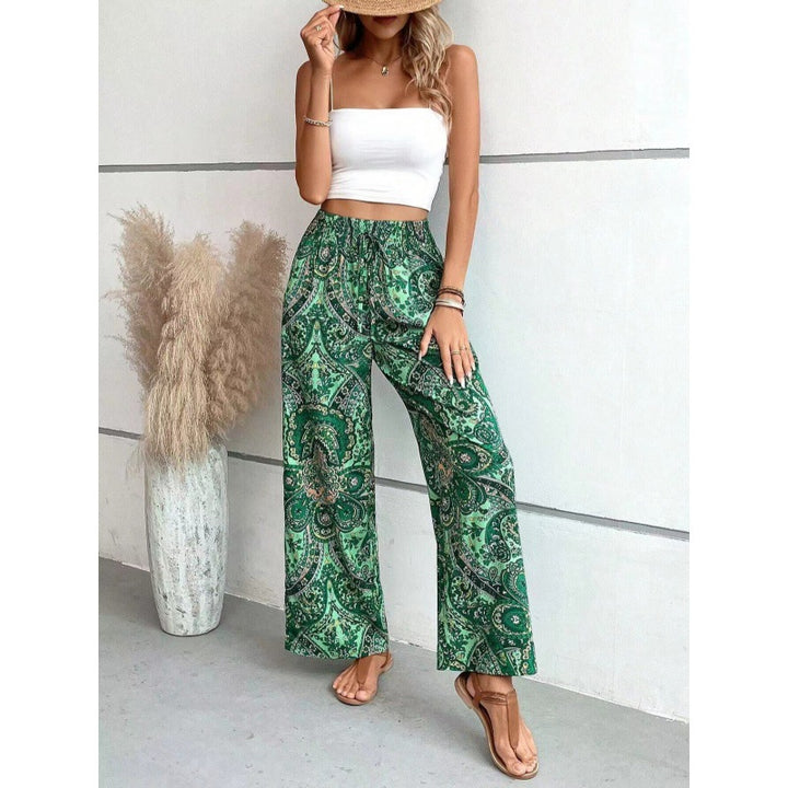 Dame Relaxed Fit Bohemian Tryk Bukser Stilla