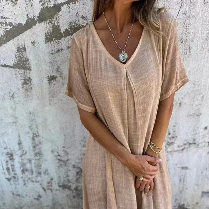 Stilla | Elegant V-Hals Semi-Formel Mellemlang Kjole