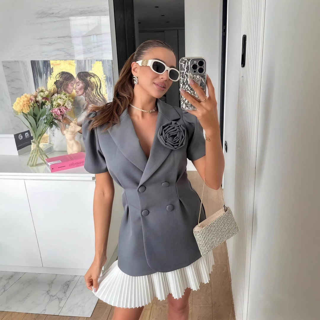 Damer Elegant Blazerjakke med floral Applikation Skovae