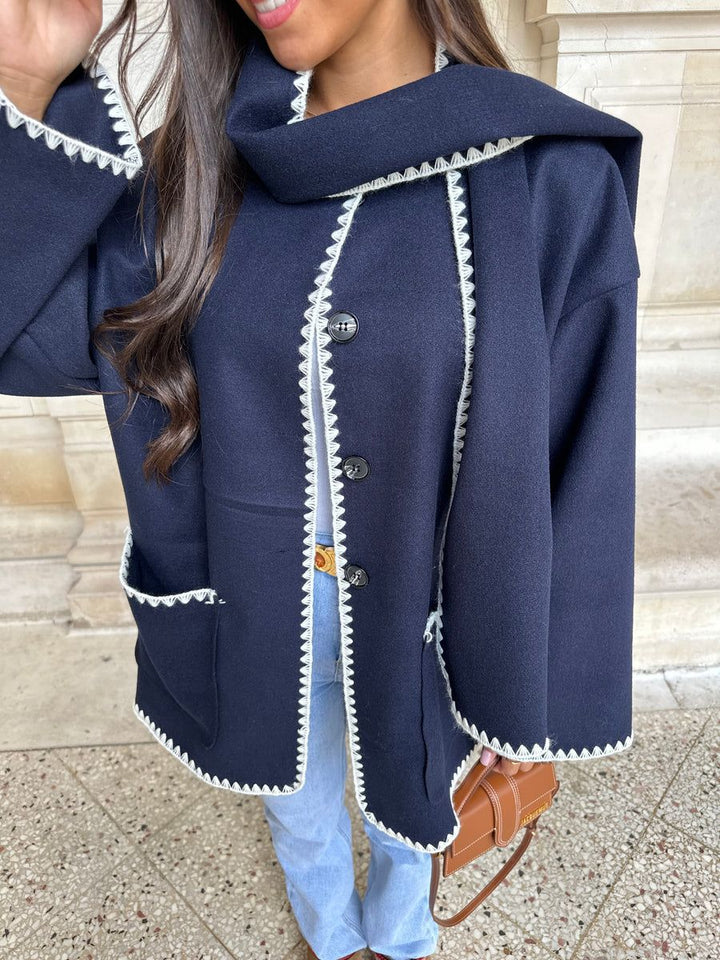 Damer Mode Oversize-Jakke med Kontraststing Stilla