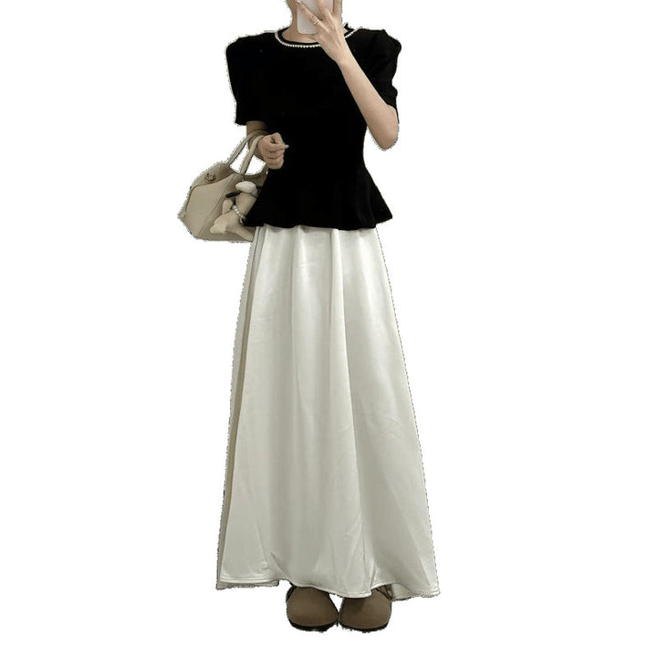 Femme Elegante Peplum-Oberdel og Flydende Maxi-Nederdel Sæt Stilla