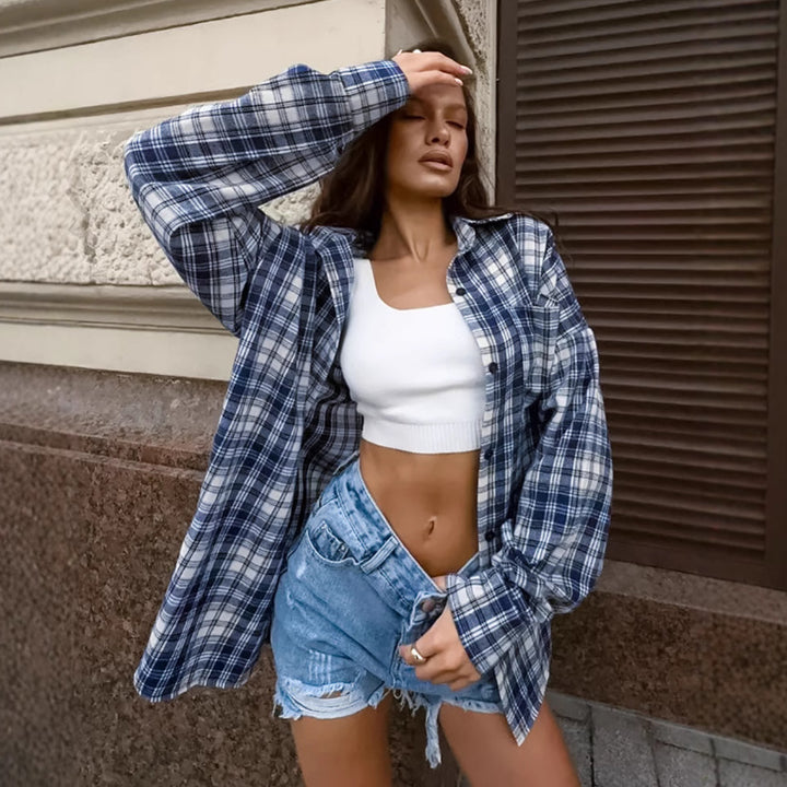 Dame casual plyssbluse i oversized-snit Stilla