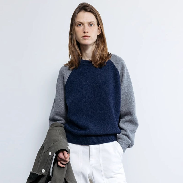 Dame sporty strikket sweater med raglanærmer Stilla