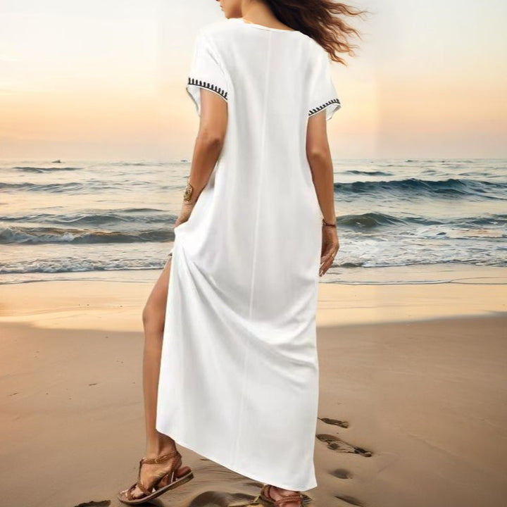 Dame elegant Strandcover med filigran broderidesign Skovae