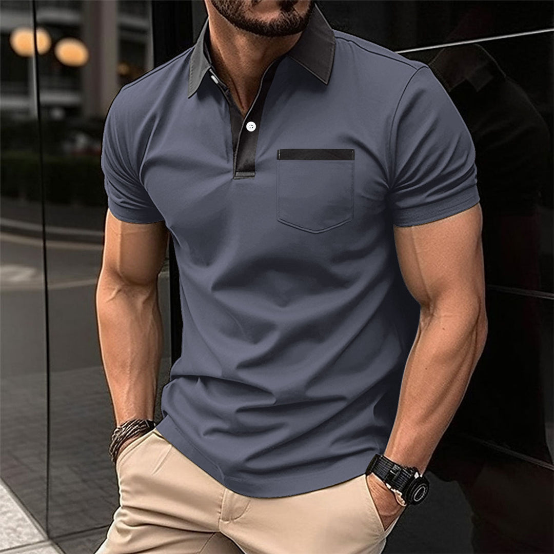 Herrer Poloshirt med moderne kontrastkrave og praktisk brystlomme Stilla
