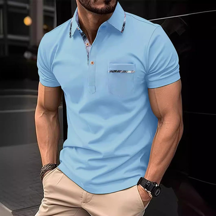 Herrer Poloshirt med moderne krave og brystlomme Stilla