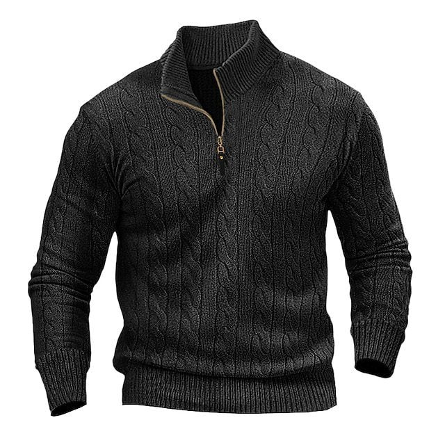 Herrer Kabelstrik Fjerdedel-lynlås Pullover Stilla