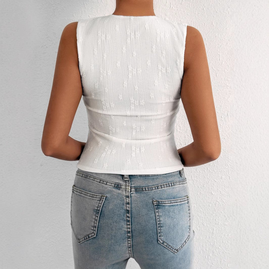 Dame Cut-Out Top med knyttet design Skovae