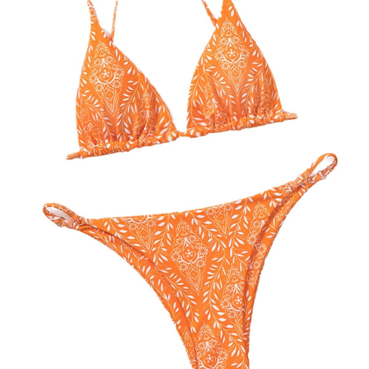 Dame triangel-bikini med legende blomsterdesign og justerbare stropper Stilla