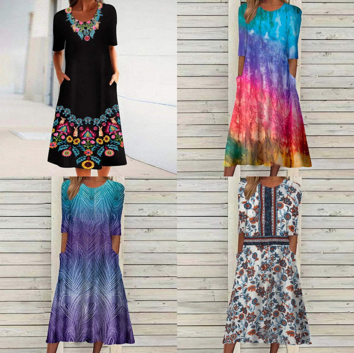 Dame Elegant Midikjole med farverig gradient Stilla