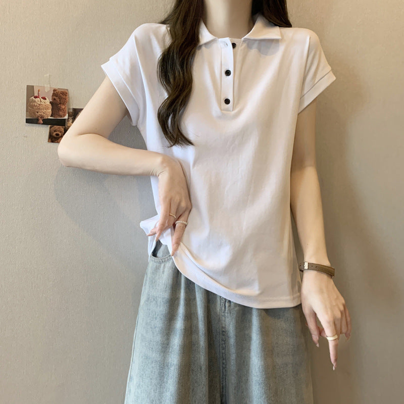 Dame Casual Polo-Shirt med kontrastkrave Stilla
