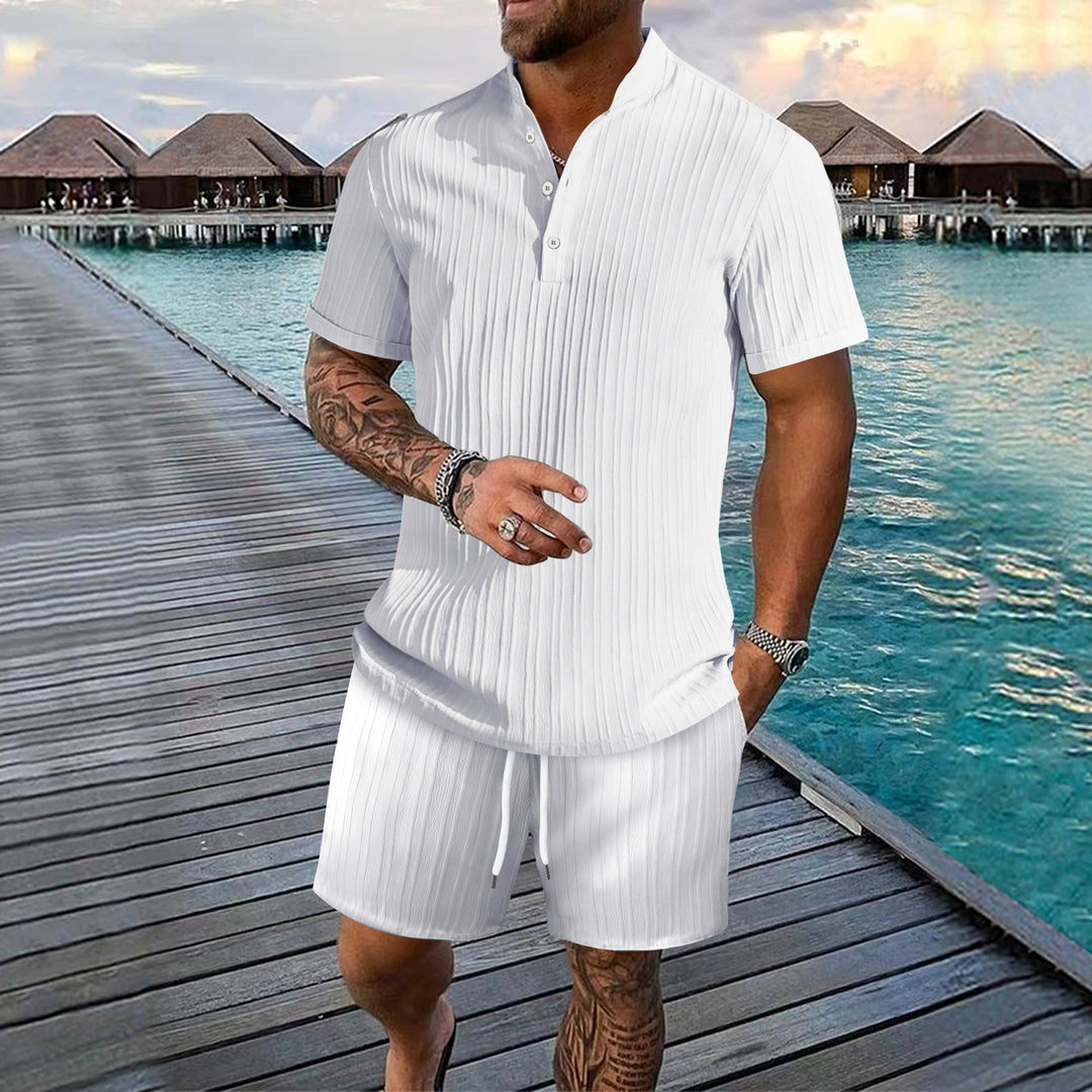 Herren stilfulde kortærmet polo t-shirt og shorts sæt Stilla
